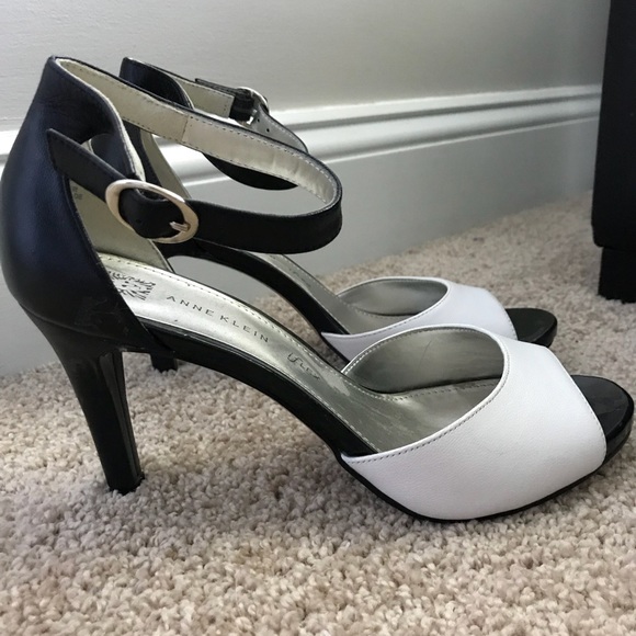 black and white strappy heels